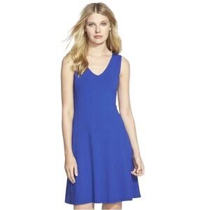 EILEEN FISHER Women’s Cobalt Blue Fit and Flare Knit Vneck Dress Small